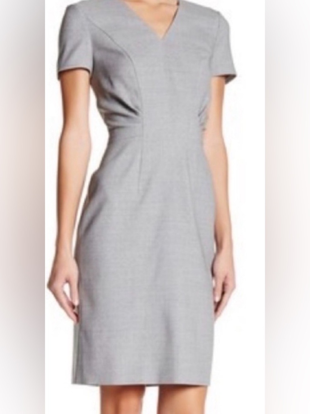 Boss Light Gray V-Neck Short Sleeve Midi Dress